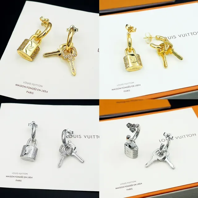 Louis Vuitton Lock & Key Crystal-Pavé Asymmetrical Earrings 9