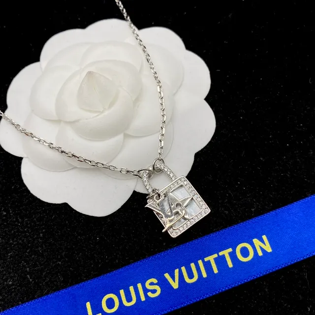 Louis Vuitton Lock-Shaped Pave Crystal Monogram Pendant Necklace 2