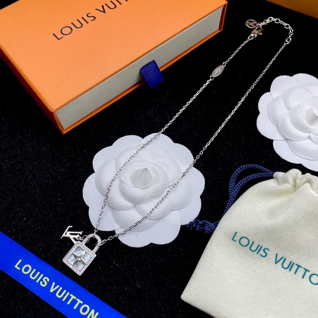 Louis Vuitton Lock-Shaped Pave Crystal Monogram Pendant Necklace 4
