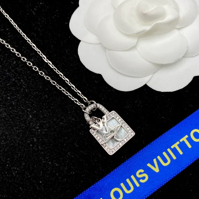 Louis Vuitton Lock-Shaped Pave Crystal Monogram Pendant Necklace 6