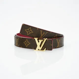 Louis Vuitton LV Belt Brown Monogram and Red Reversible Leather Belt