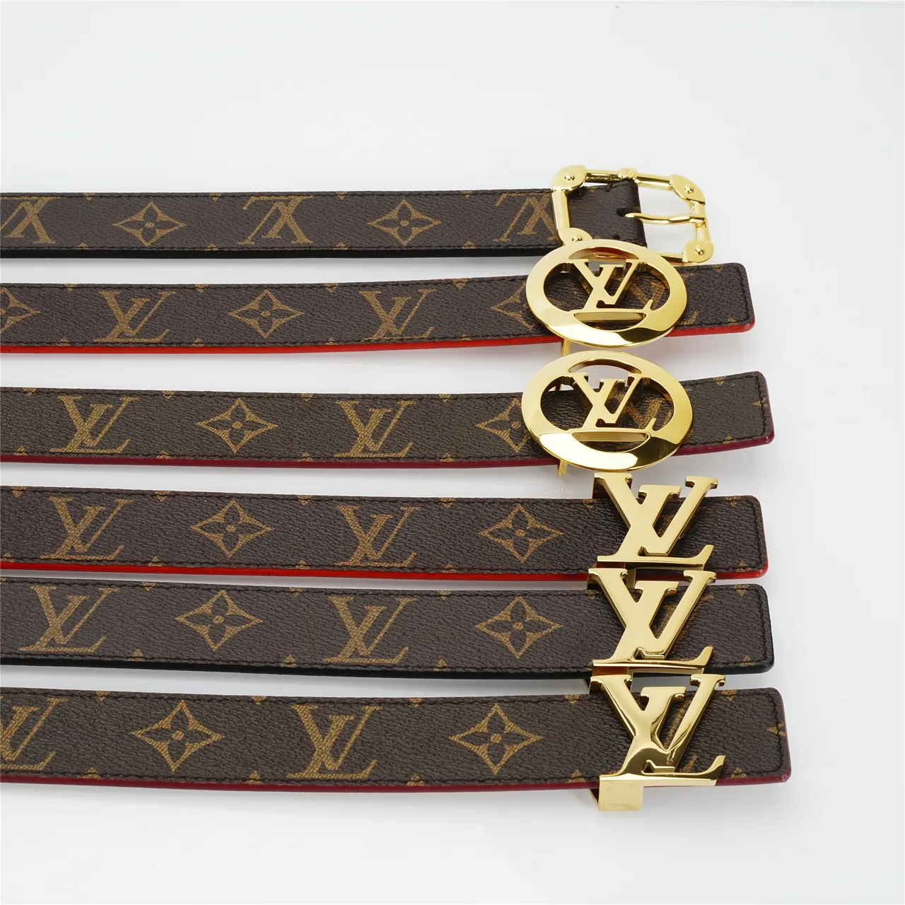 Louis Vuitton LV Belt Brown Monogram and Red Reversible Leather Belt 2