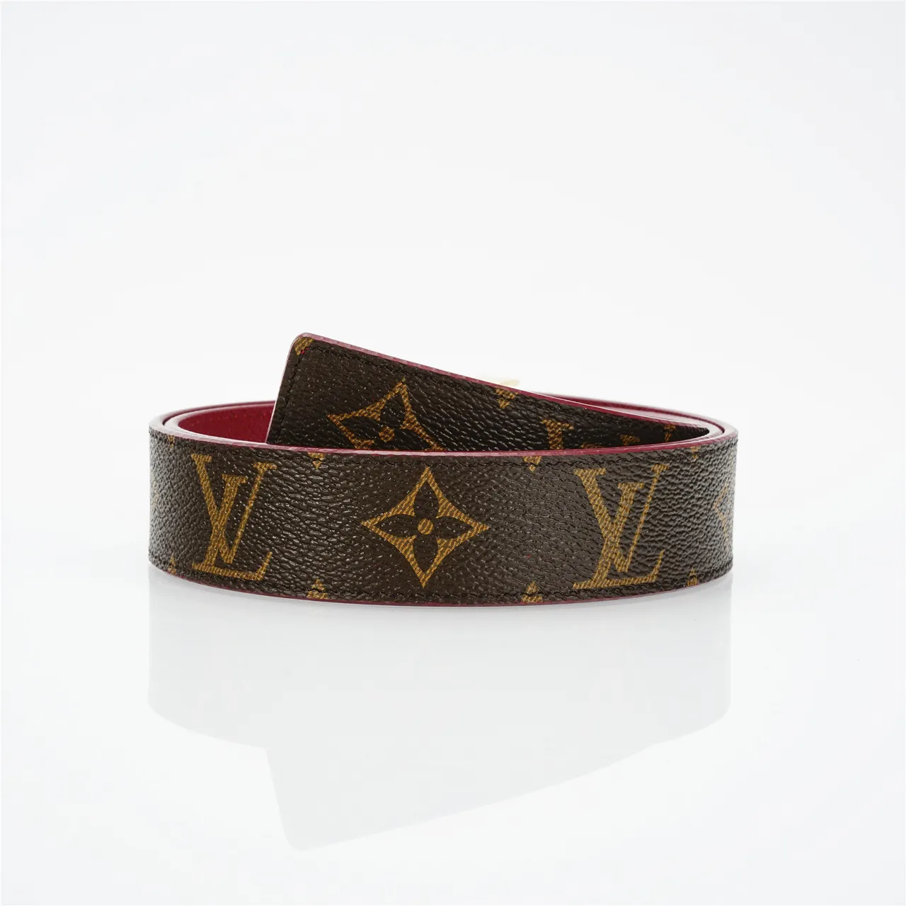 Louis Vuitton LV Belt Brown Monogram and Red Reversible Leather Belt 3