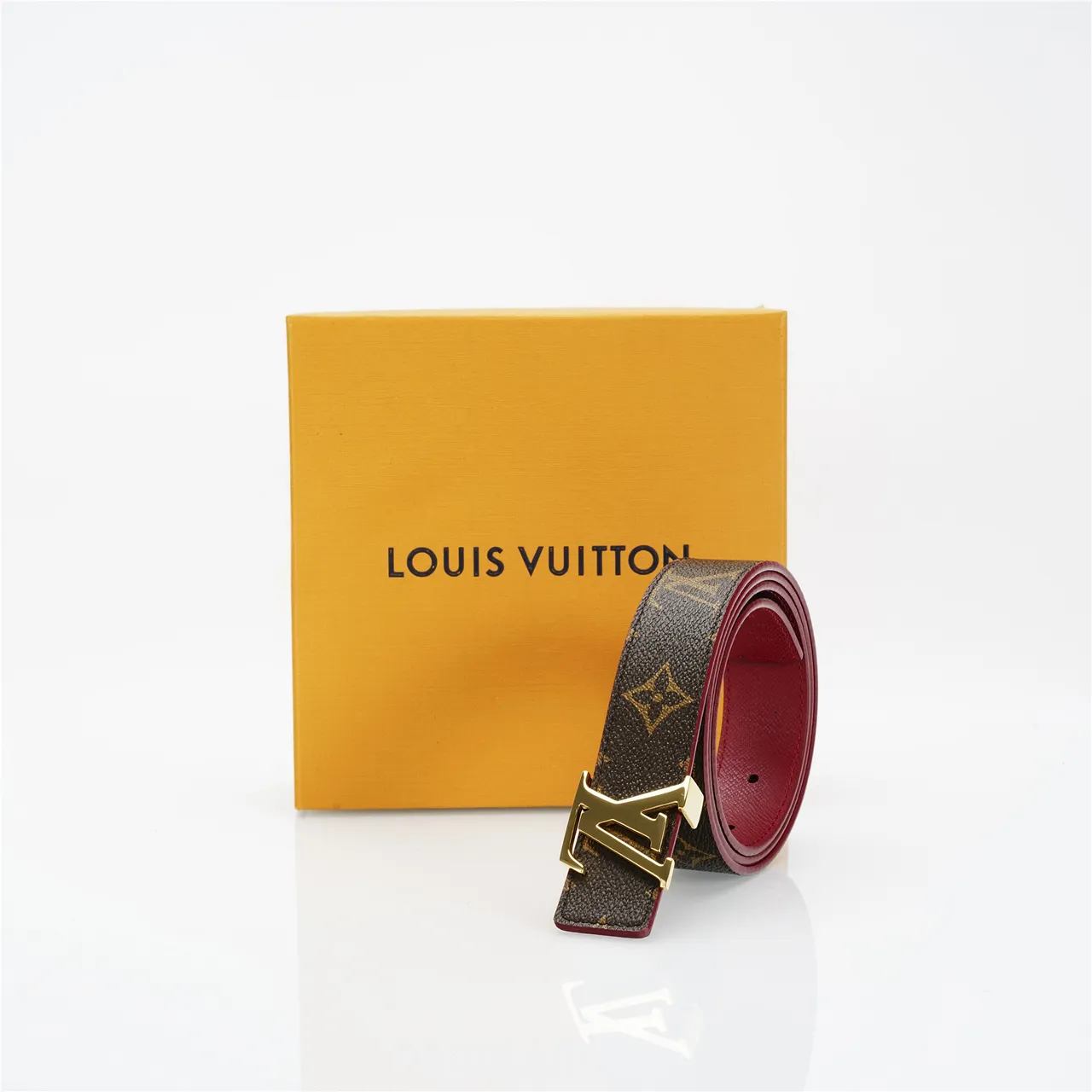 Louis Vuitton LV Belt Brown Monogram and Red Reversible Leather Belt 5