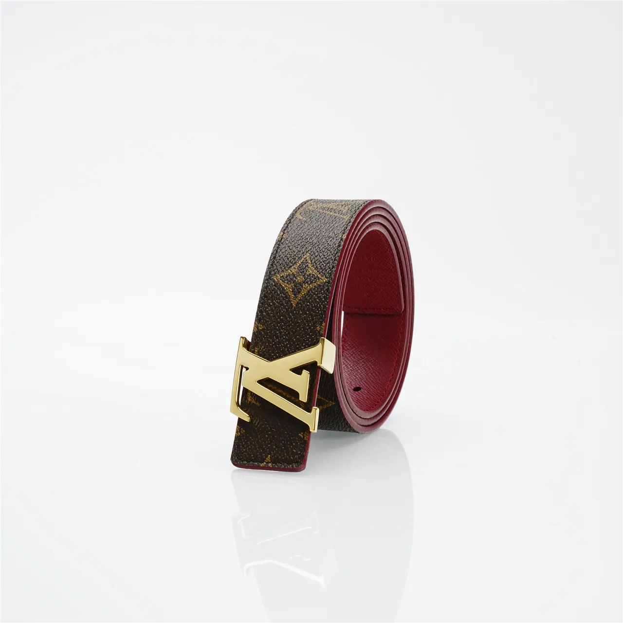 Louis Vuitton LV Belt Brown Monogram and Red Reversible Leather Belt 6