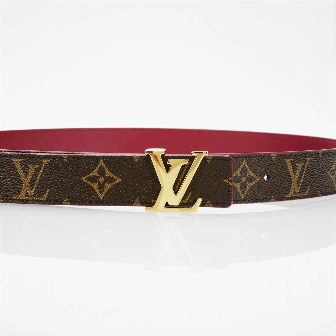 Louis Vuitton LV Belt Brown Monogram and Red Reversible Leather Belt 8