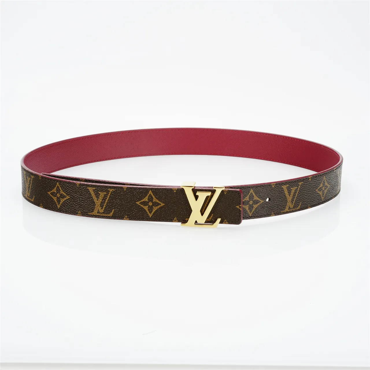 Louis Vuitton LV Belt Brown Monogram and Red Reversible Leather Belt 9
