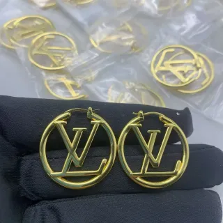 Louis Vuitton LV Circle Hoop Gold Monogram-Integrated Earrings