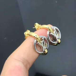 Louis Vuitton LV Circle Hoop Two-Tone Gold and Silver Earrings
