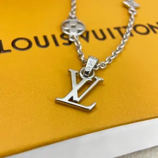 Louis Vuitton LV Initial Pendant Necklace Silver Tone Necklaces