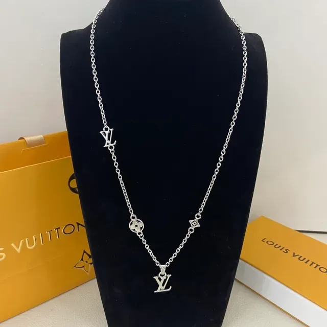 Louis Vuitton LV Initial Pendant Necklace Silver Tone Necklaces 2