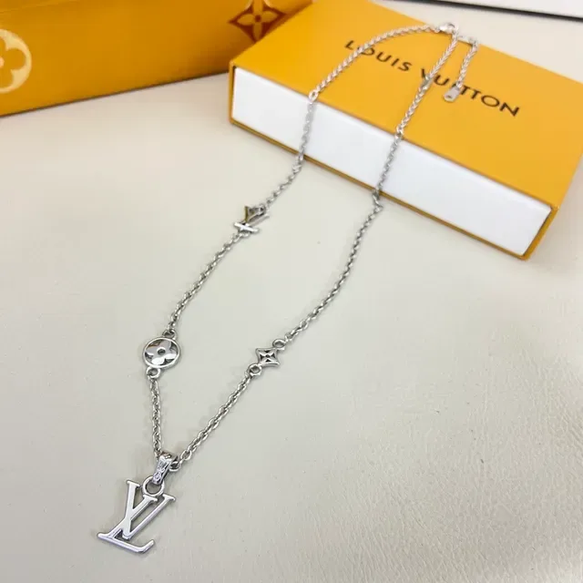 Louis Vuitton LV Initial Pendant Necklace Silver Tone Necklaces 3