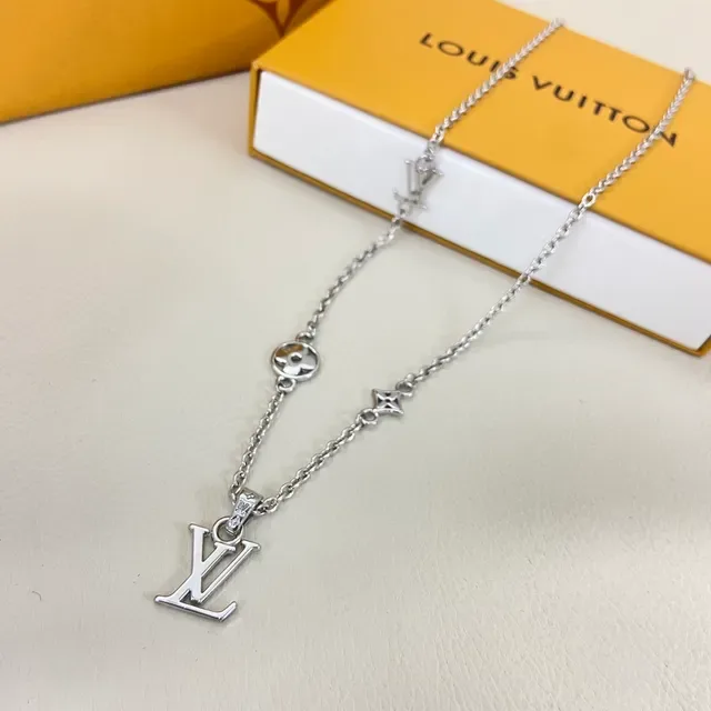 Louis Vuitton LV Initial Pendant Necklace Silver Tone Necklaces 4