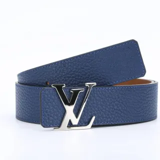 Louis Vuitton LV Initiales Blue Pebbled Leather Belt