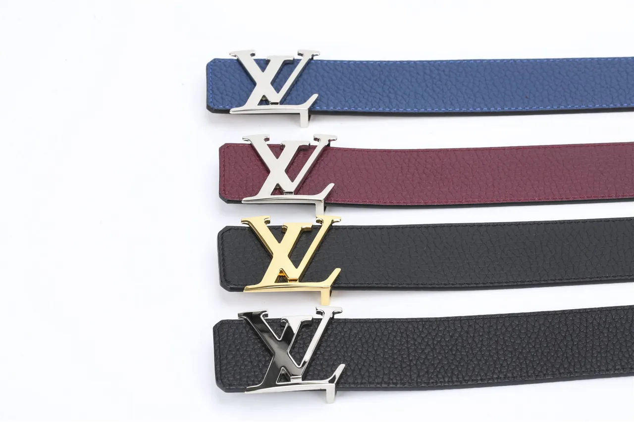 Louis Vuitton LV Initiales Blue Pebbled Leather Belt 3