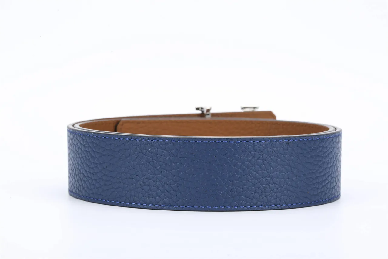 Louis Vuitton LV Initiales Blue Pebbled Leather Belt 4