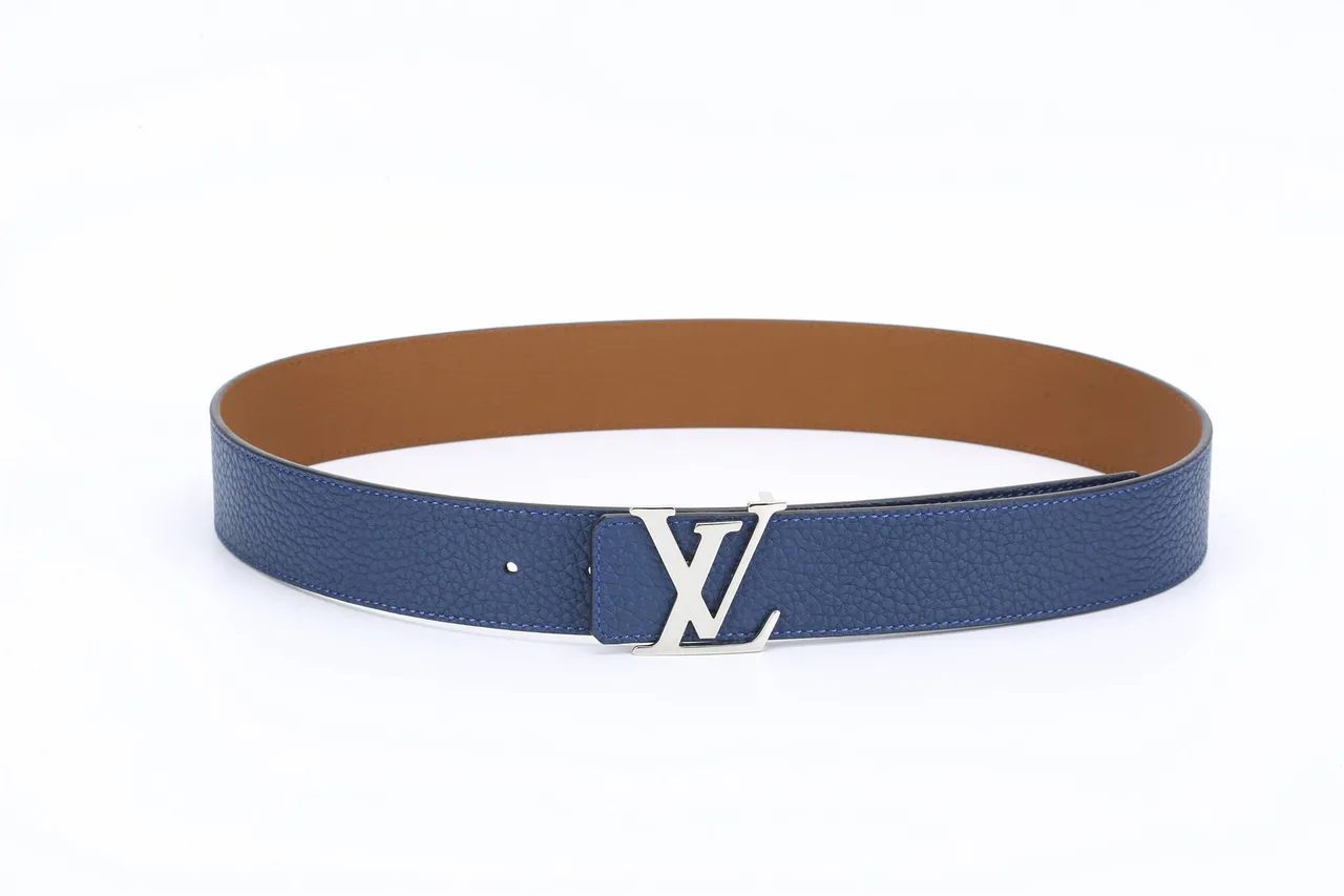 Louis Vuitton LV Initiales Blue Pebbled Leather Belt 6
