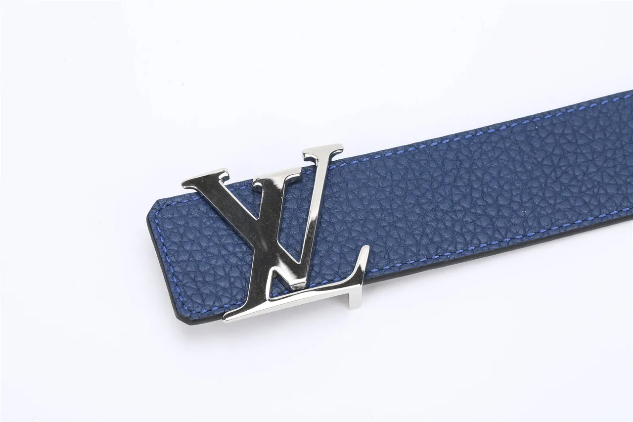 Louis Vuitton LV Initiales Blue Pebbled Leather Belt 9