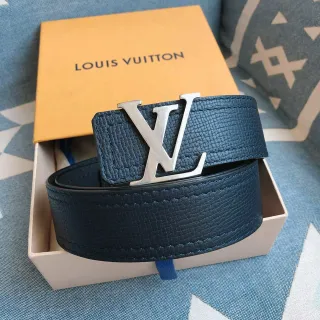 Louis Vuitton LV Initiales Blue Textured Leather Belt