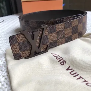 Louis Vuitton LV Initiales Damier Ebène Checkered Leather Belt