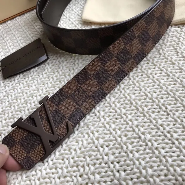 Louis Vuitton LV Initiales Damier Ebène Checkered Leather Belt 2