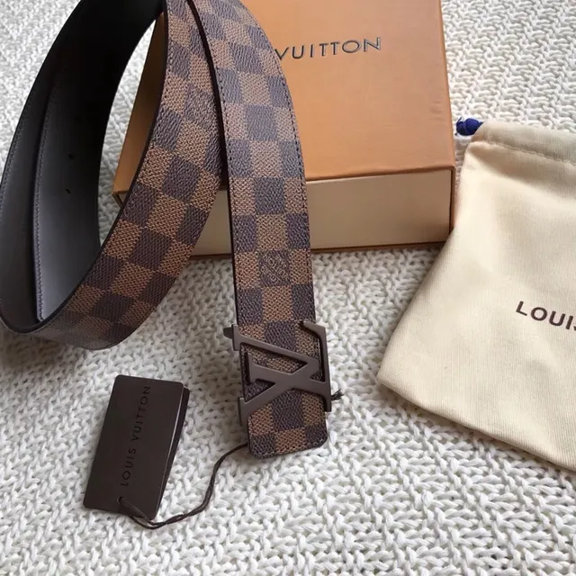 Louis Vuitton LV Initiales Damier Ebène Checkered Leather Belt 4