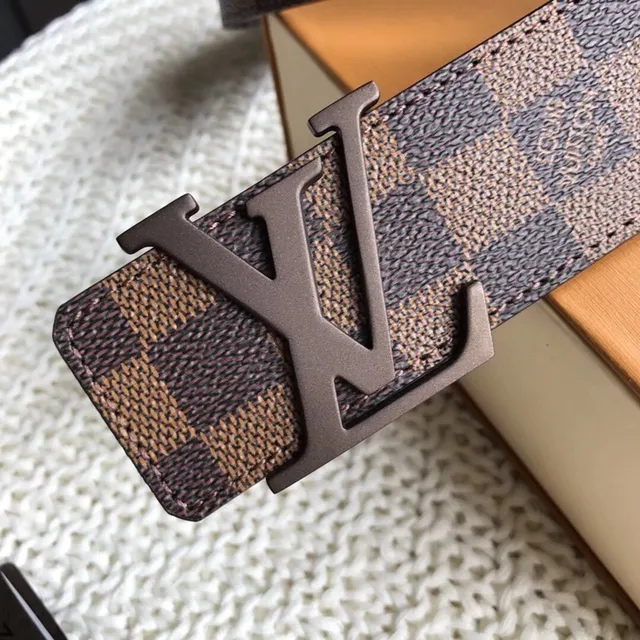 Louis Vuitton LV Initiales Damier Ebène Checkered Leather Belt 6