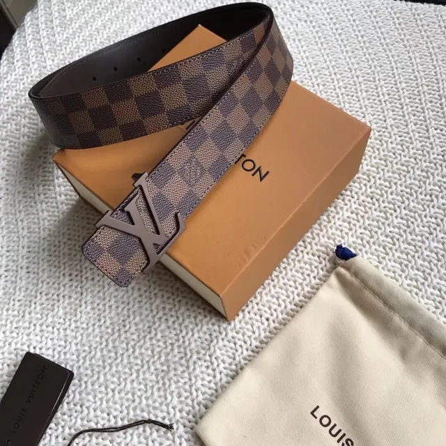 Louis Vuitton LV Initiales Damier Ebène Checkered Leather Belt 7