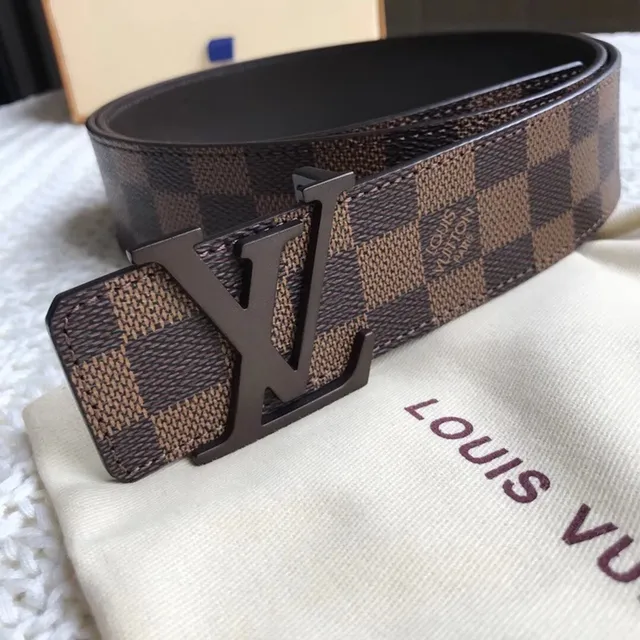 Louis Vuitton LV Initiales Damier Ebène Checkered Leather Belt 9