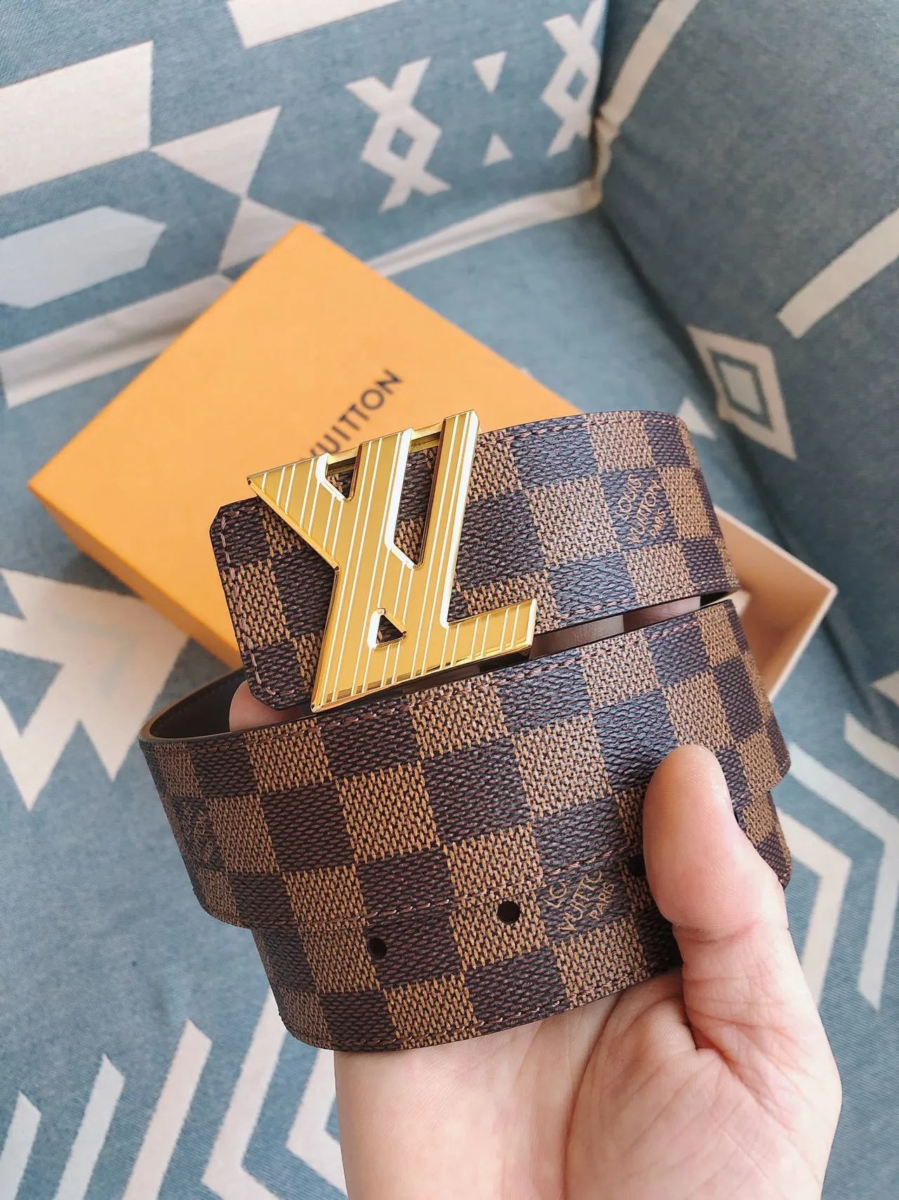 Louis Vuitton LV Initiales Damier Ebène Leather Belt 2