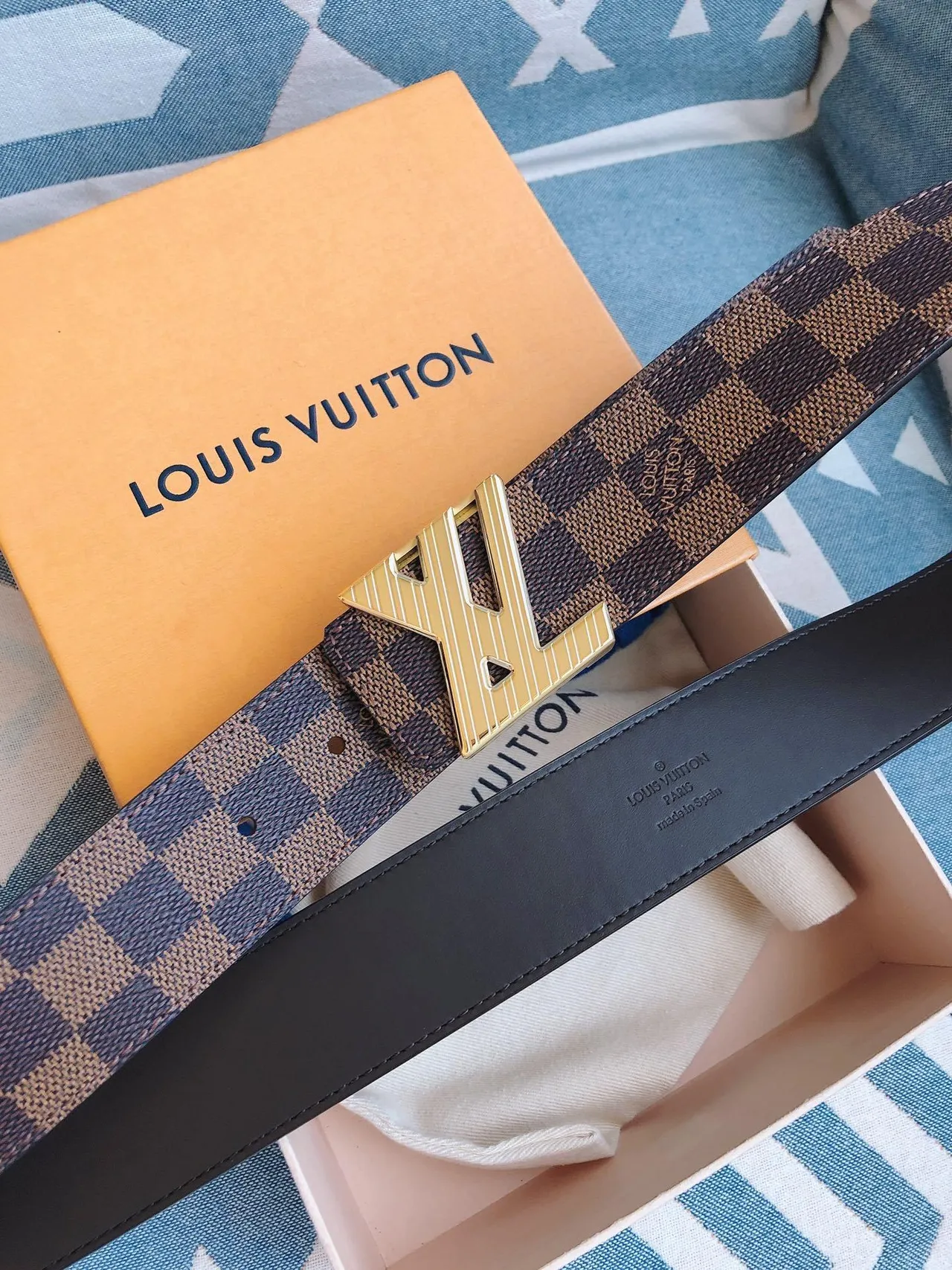 Louis Vuitton LV Initiales Damier Ebène Leather Belt 3