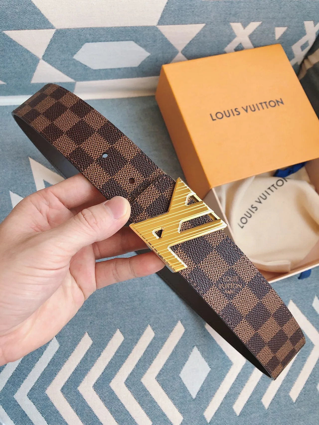 Louis Vuitton LV Initiales Damier Ebène Leather Belt 4