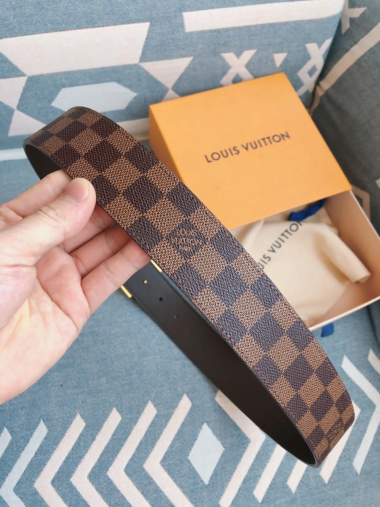 Louis Vuitton LV Initiales Damier Ebène Leather Belt 5