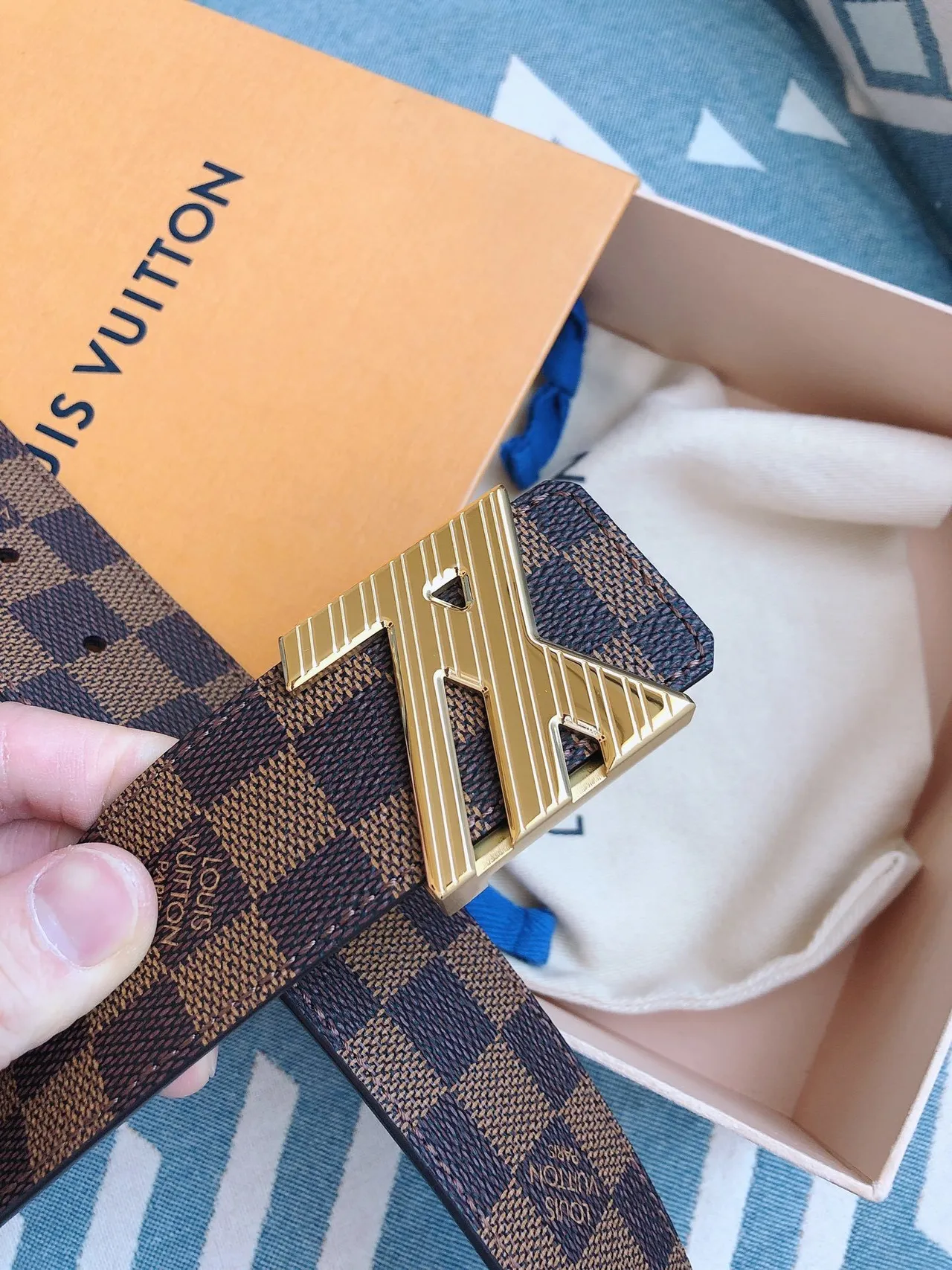 Louis Vuitton LV Initiales Damier Ebène Leather Belt 6