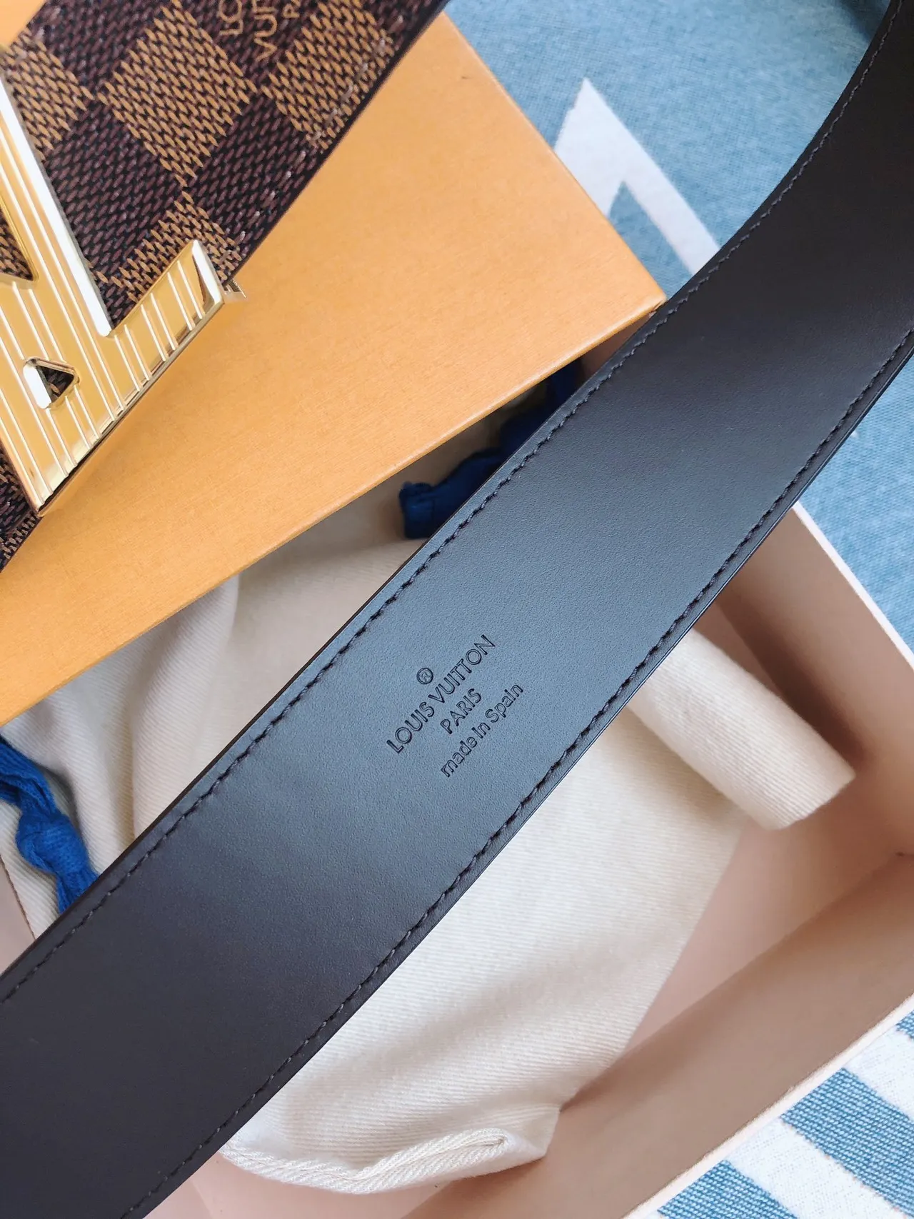 Louis Vuitton LV Initiales Damier Ebène Leather Belt 7