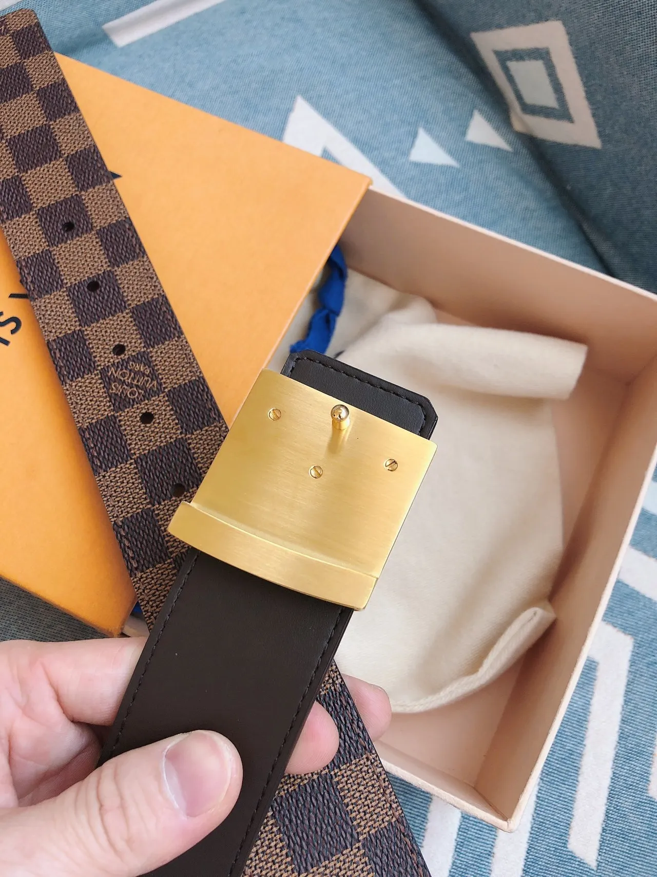 Louis Vuitton LV Initiales Damier Ebène Leather Belt 8