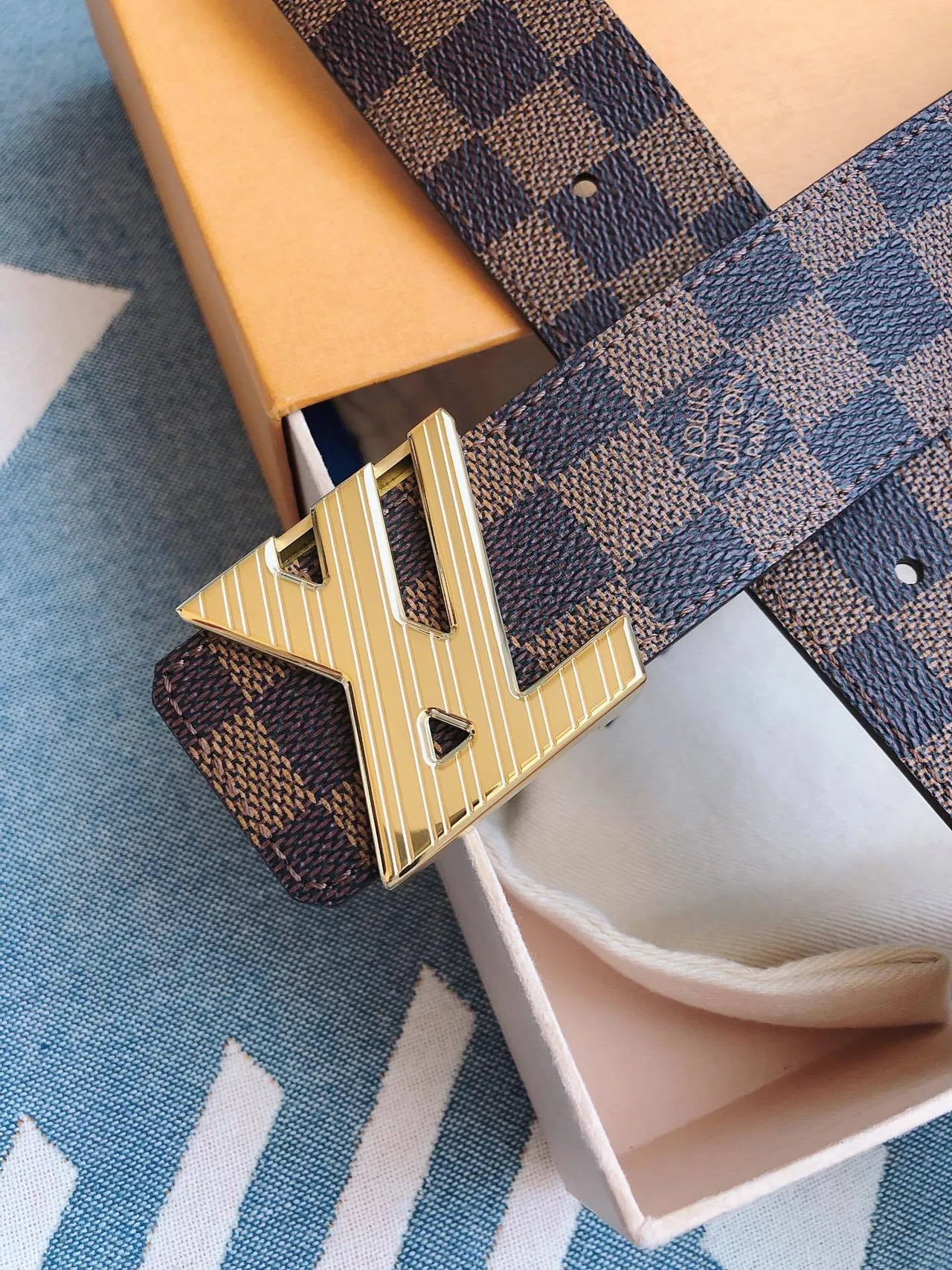 Louis Vuitton LV Initiales Damier Ebène Leather Belt 9