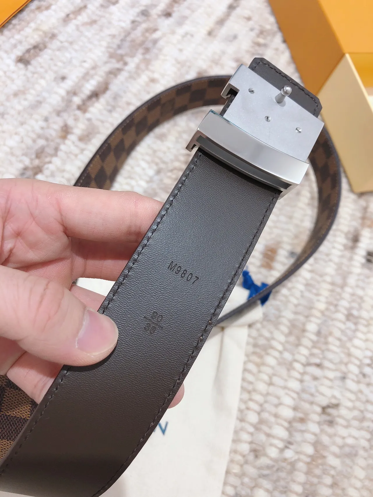 Louis Vuitton LV Initiales Damier Ebène Leather Belt 2