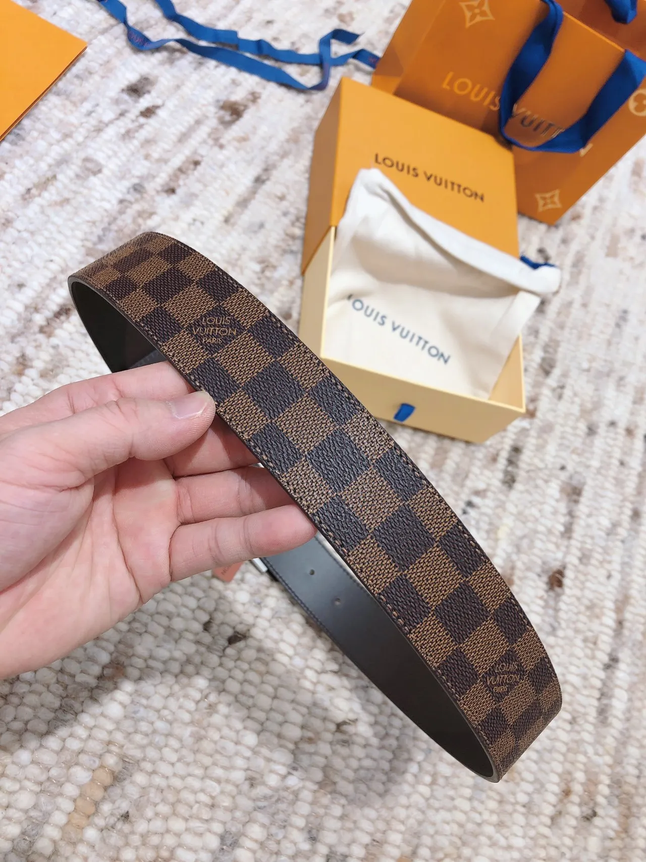 Louis Vuitton LV Initiales Damier Ebène Leather Belt 3