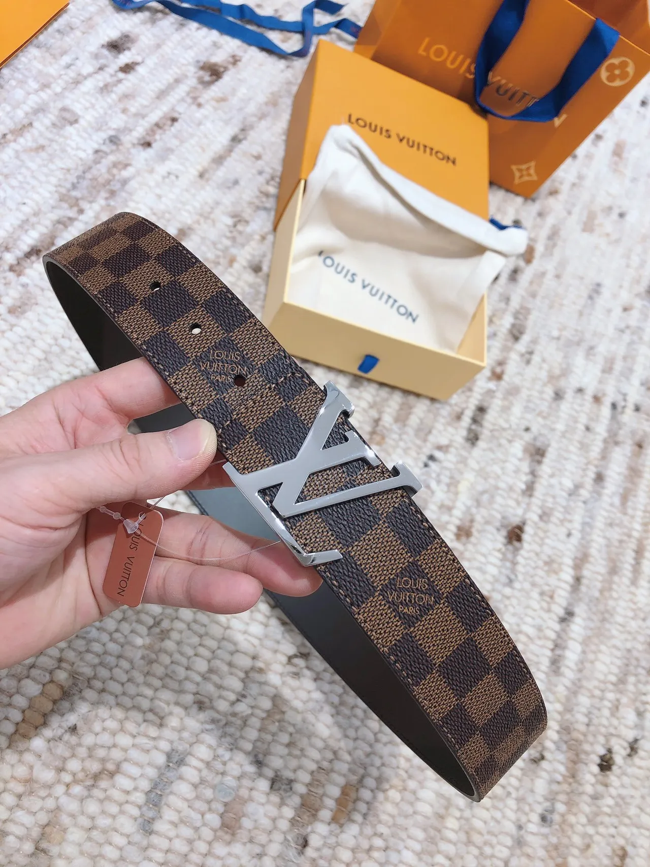 Louis Vuitton LV Initiales Damier Ebène Leather Belt 6