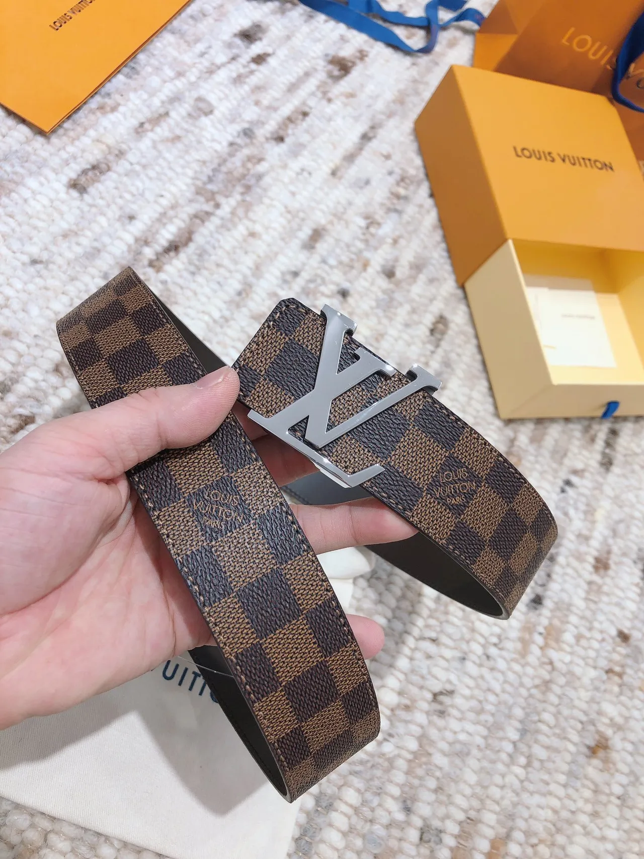 Louis Vuitton LV Initiales Damier Ebène Leather Belt 7