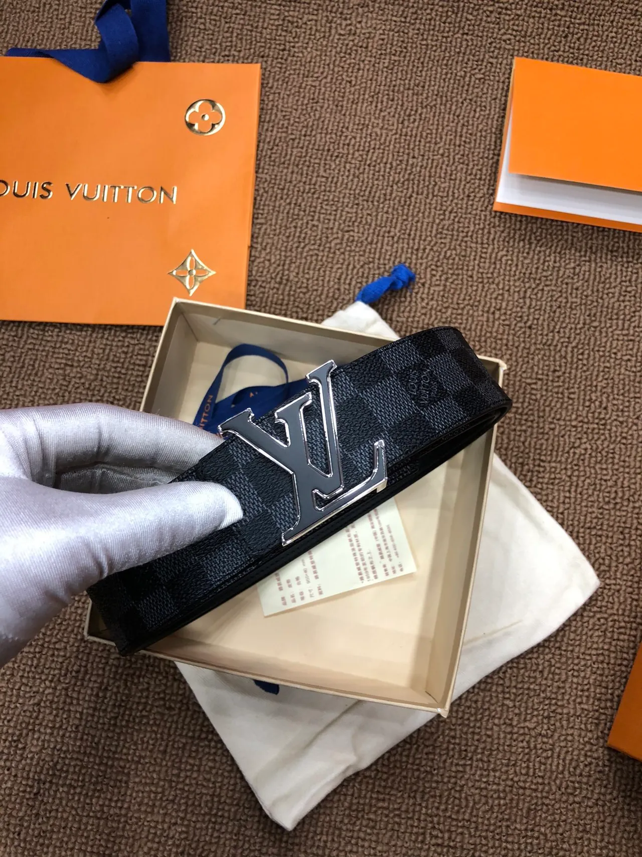 Louis Vuitton LV Initiales Damier Graphite Leather Belt 4