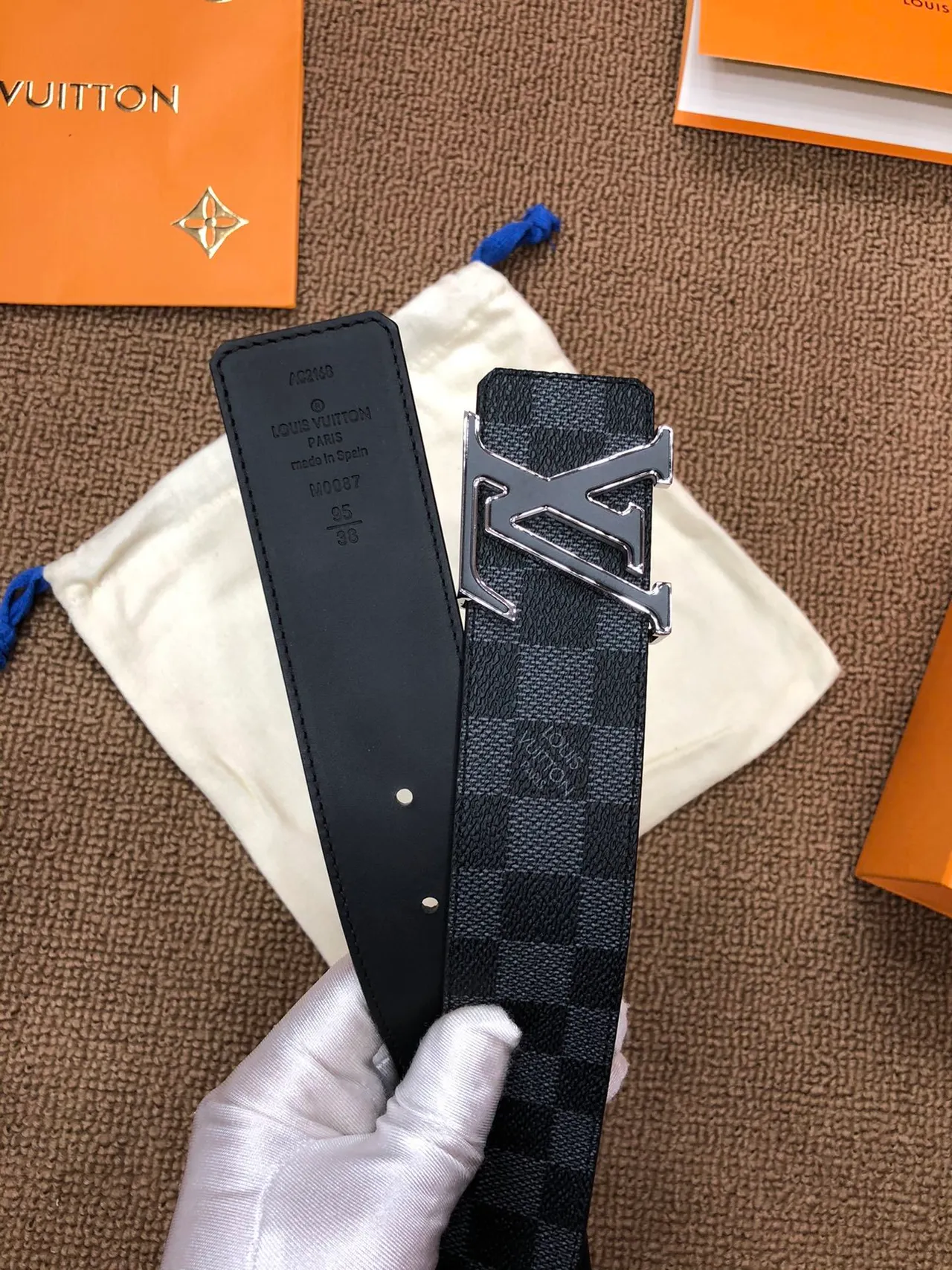 Louis Vuitton LV Initiales Damier Graphite Leather Belt 5