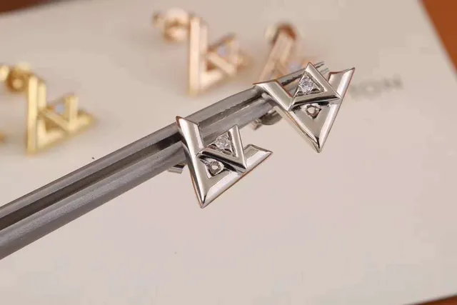 Louis Vuitton LV Initiales Gold Silver Geometric Monogram Pavé-Set Stone Earrings 2