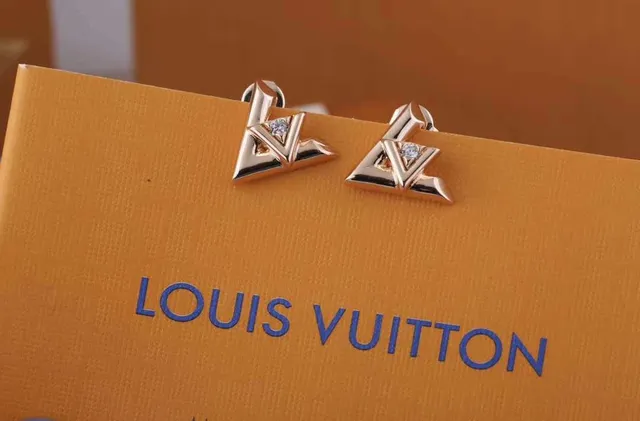 Louis Vuitton LV Initiales Gold Silver Geometric Monogram Pavé-Set Stone Earrings 3