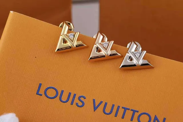 Louis Vuitton LV Initiales Gold Silver Geometric Monogram Pavé-Set Stone Earrings 7