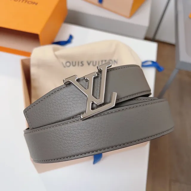 Louis Vuitton LV Initiales Gray and Black Leather Belt 6