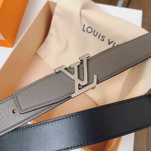 Louis Vuitton LV Initiales Gray and Black Leather Belt 7