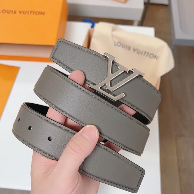 Louis Vuitton LV Initiales Gray and Black Leather Belt 9