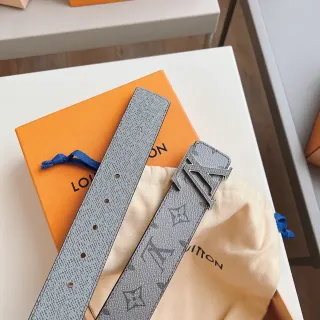 Louis Vuitton LV Initiales Gray Monogram Leather Belt